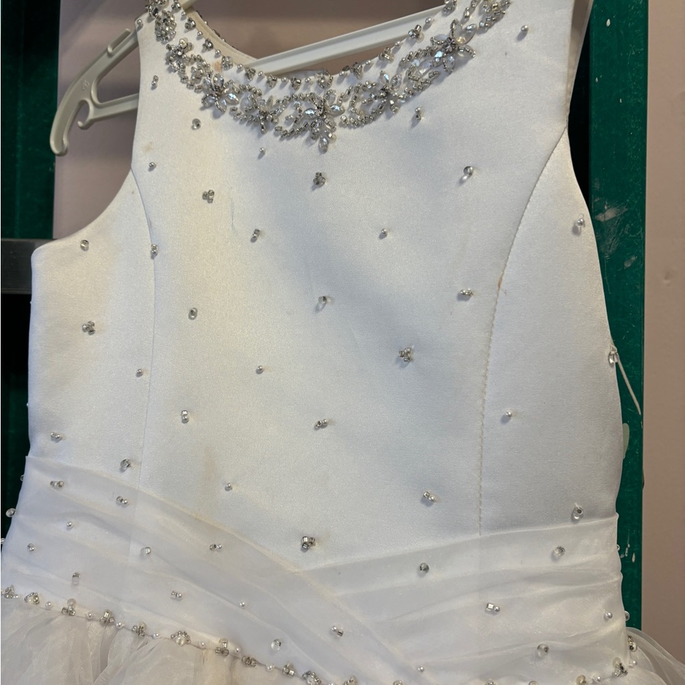 Elegant White Kids Dress with Silver Accents